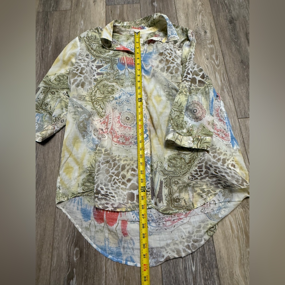 Chico's 100% Cotton Multicolor Patterned Button D… - image 7